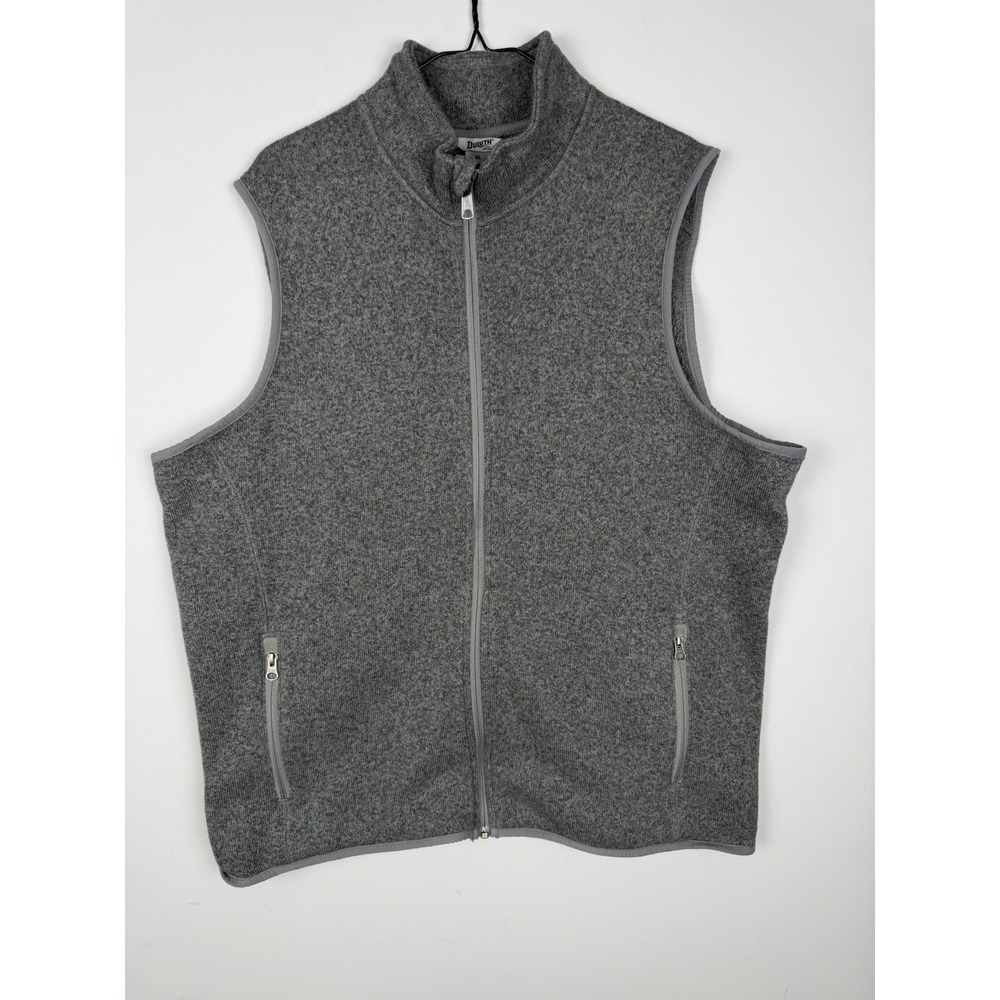 Duluth Trading Co Sweater‎ Fleece Zip Up Vest Mens XL Gray Relaxed Fit Casual